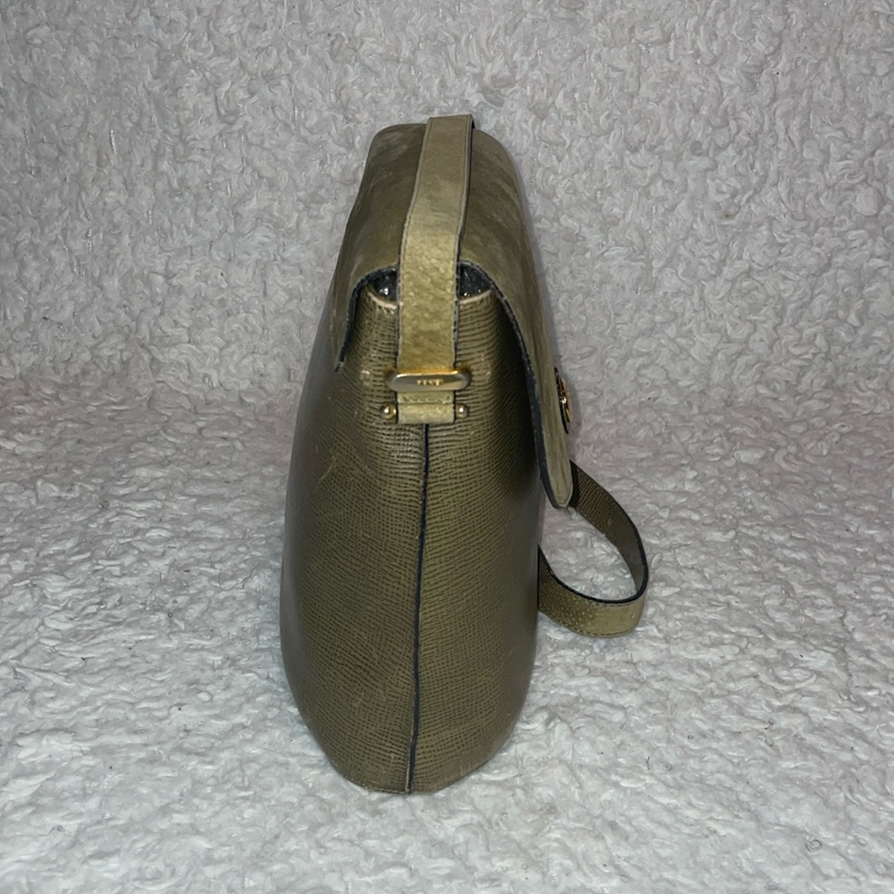 Fendi Vintage Italian Leather & Suede Flap Crossbody Shoulder Bag in Olive Green - Picture 6 of 17